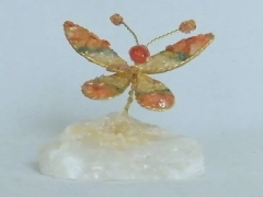 Schmetterling (± 5 cm) mit Karneol, Türkis und Bergkristall